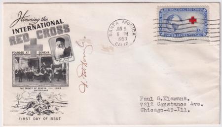 US 1953  1016 on Cover Signed by Donald Douglas Sr, Aviation Pioneer