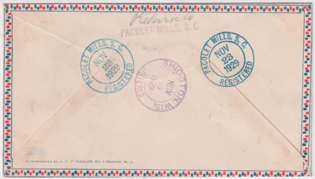 US South Carolina, Pacolet Mills C10, C11 Fancy Cancel Cover, Torch, Fire