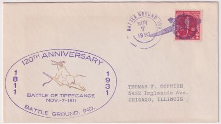 US Indiana, Battle Ground 688 Fancy Cancel Cover, Cannon