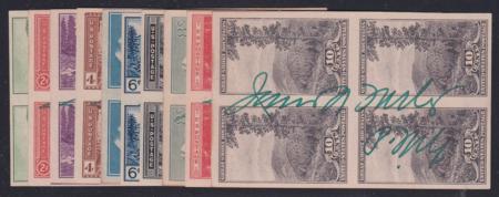 US 1935 Scott #756-765 Blocks of 4 Signed by James Farley, PMG