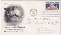 US 1978 1759 FDC Signed by Kermit S. Watkins, Viking Project Manager