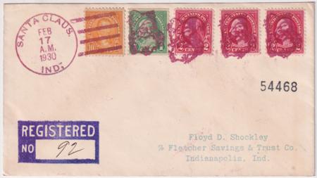 US Indiana, Santa Claus 597, 634, 642 Fancy Cancel Cover, Santa Bust