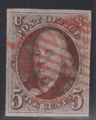 US 1a Early Classics  Dual PF Certs: Genuine used Red Grid Canbcel Beautifully Balanced Margins