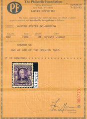 US 302 US Bureau and Regular Issues  PF & PSE Cert XF-90