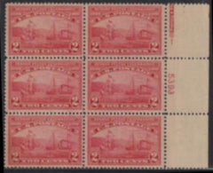 US 372 Early Commemoratives  P/B of 6 Num 5393 with partial imprint Type V Weak perfs