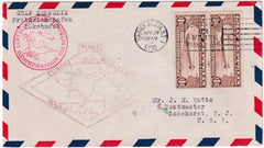 US 1930 C14 Pair Fine on VF Airmail Cover to Lakehurst, NJ
