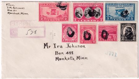 US Minnesota, Marshall 610, 649, 650, 657, 681, 682, 703 Fancy Cancel Cover, Wreath