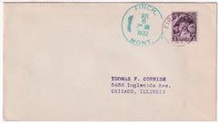 US Montana, Finch 708 Fancy Cancel Cover, First 3c rate Cancel