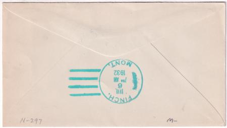 US Montana, Finch 708 Fancy Cancel Cover, First 3c rate Cancel
