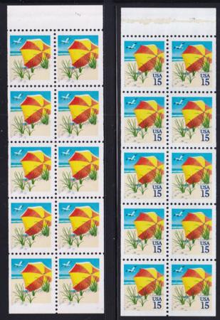 US Errors And Proofs After 31 # 2443c  Pane of 10 Blue Omitted Pane in Booklet