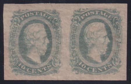 US Confederate States of America #11a Mint LH Superb, Milky Blur Pair with the right Stamp a superb Jumbo PF Cert est SMQ $300