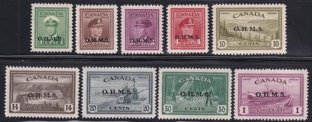 Canada #O1-10 MINT NH VF Pristine handpicked XF set Cat Value  $306