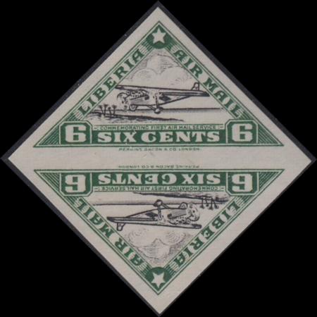 Liberia #C3F var MINT No Gum Imperf pair