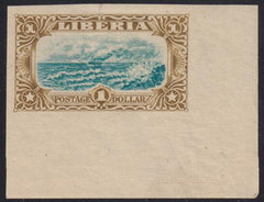 Liberia #O108var MINT no "OS" overprint, imperf corner copy