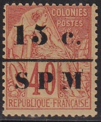 St Pierre and Miquelon #18 MINT Hinged F-VF Fresh Example! signed Gleine Cat Value $125