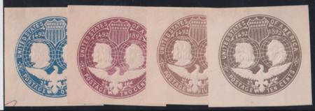 US Postal Stationery and Cut Squares #U348-51 MINT  VF-XF  Cat Value: $35