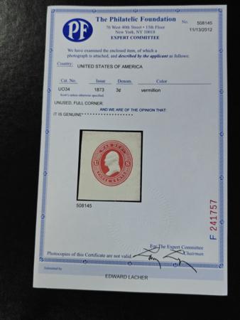 US Postal Stationery and Cut Squares #UO34   XF 37x43 mm  Cat Value: $75