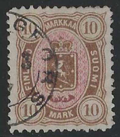Finland 37 VF Used Large Purple Handstamp on Reverse cv $750