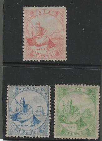 Liberia 1-3  NG, few blunt perfs #1 All signed HR. cv $475
