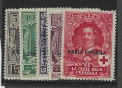 Spanish Guinea B1-5  Mint Hinged B5 short perfs cv $29.50