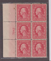 US Washington - Franklin #463 NH F Left Side Plate Block Plate 7942 Plate 7942 is source of 5c carmine error #463 Cat Value: $250