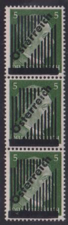 Austria #399 Mint  NH VF Vertical Strip of 3 pos 23(14), 33(13), 43(15) lines ANK 668I Cat Value: $420/E390