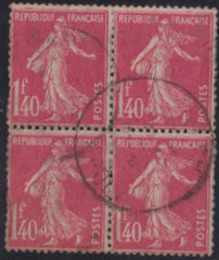 France Sc 183 #YV196 Used  Block soiled, Flat perfs left thins Cat Value: $110/E100.00