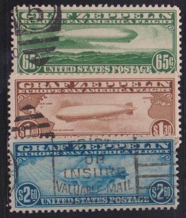 US Airmails #C13-15 Used VF - XF Cat Value: $1275