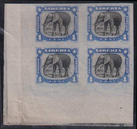 Liberia #101var  Mint Hinged  NGAI Trial Color Proof Block
