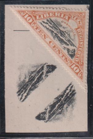 Liberia #F19 Mint Hinged XF Plate Print pair in Black with Normal for comparison
