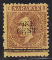 Sarawak #25d Hinged Mint F Double Surcharge SG 27f  L450 Cat Value: $475