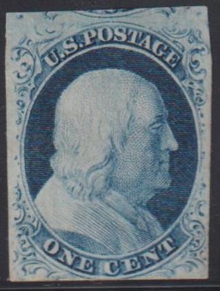 US Classics #9 Mint F - VF unused, No gum 3 large Margins with PF Cert as genuine Cat Value: $280