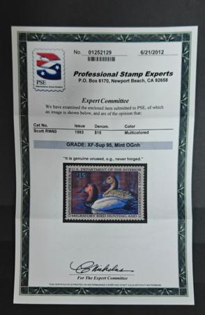 US Federal Duck Stamps #RW60 Mint NH  XF - SUP PSE 95 Cert Cat Value: $55 as 95