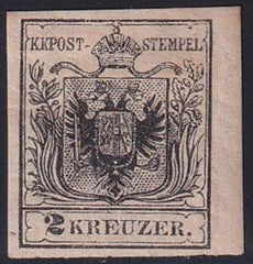 Austria #2c Type III Mint Hinged  VF - XF Machine paper - Deep Black Color APS Cert - Very Fresh Cat Value: $1750