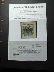 Austria #2c Type III Mint Hinged  VF - XF Machine paper - Deep Black Color APS Cert - Very Fresh Cat Value: $1750