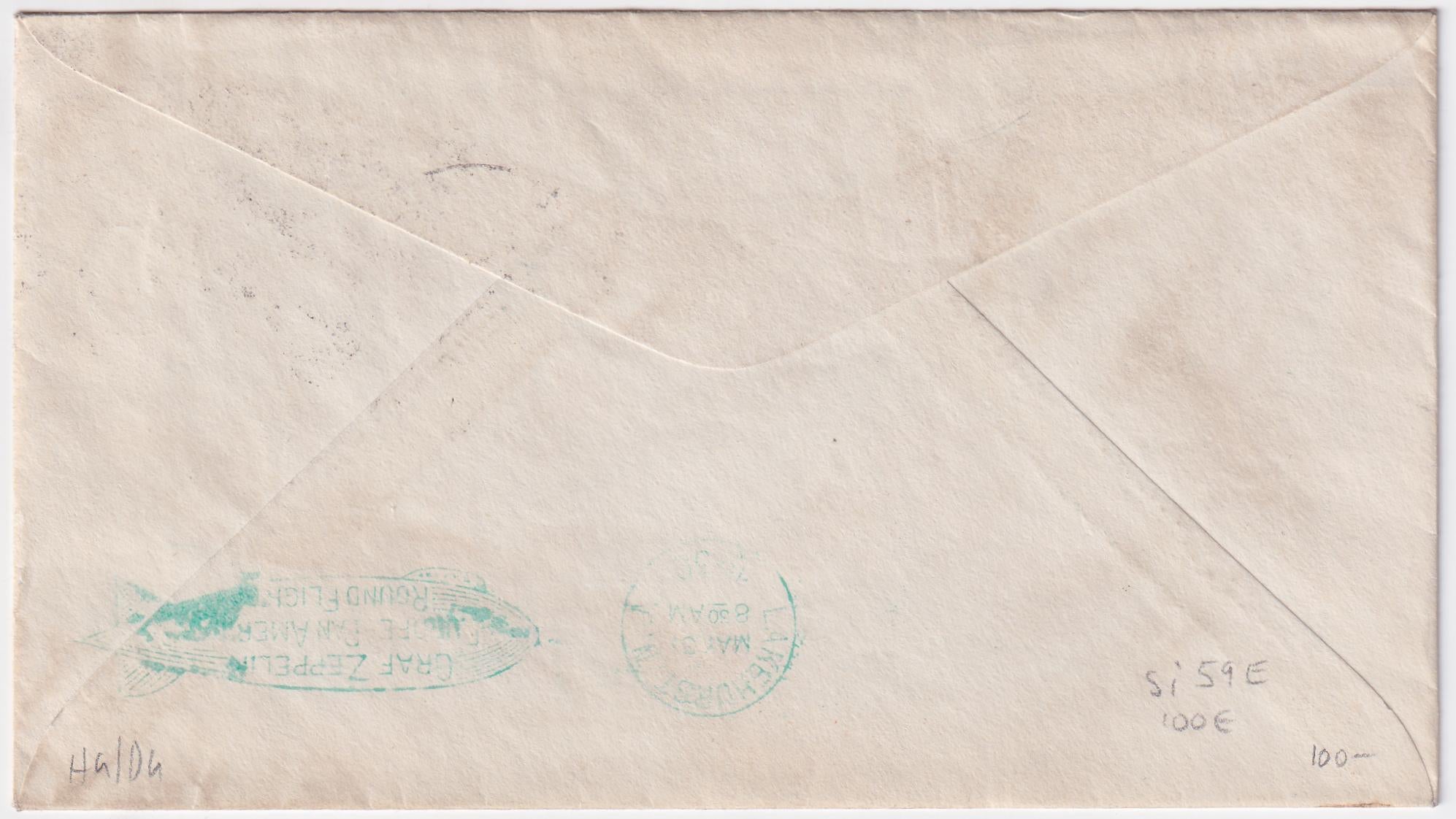 Brazil 1930 Zeppelin Flight Cover with 10,000 ovpt USA, Rio to Lakehurst