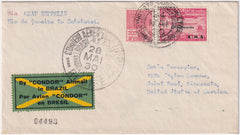 Brazil 1930 Zeppelin Flight Cover with 10,000 ovpt USA, Rio to Lakehurst