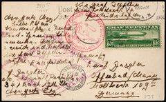 US 1930 C13  F-VF on VF Zeppelin Flight PPC , PC of Graf Zeppelin in Hangar