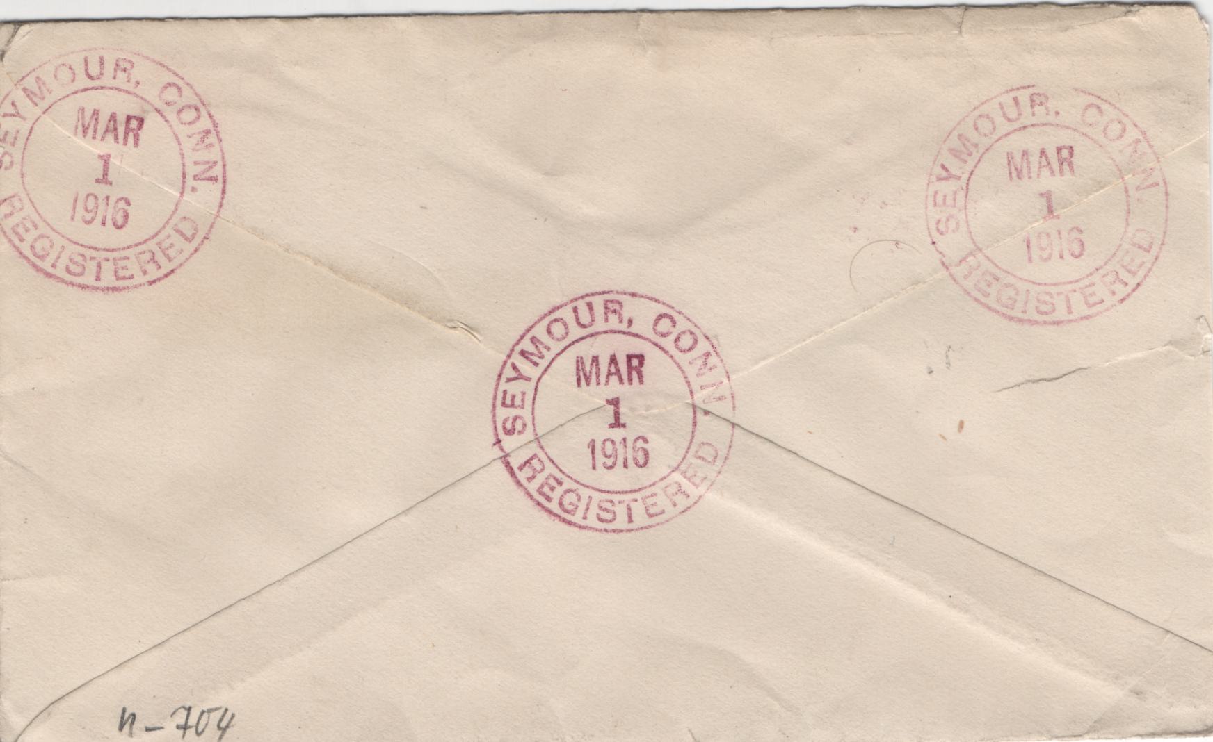 US Connecticut, Seymour 433 on Registered Fancy Cancel Cover