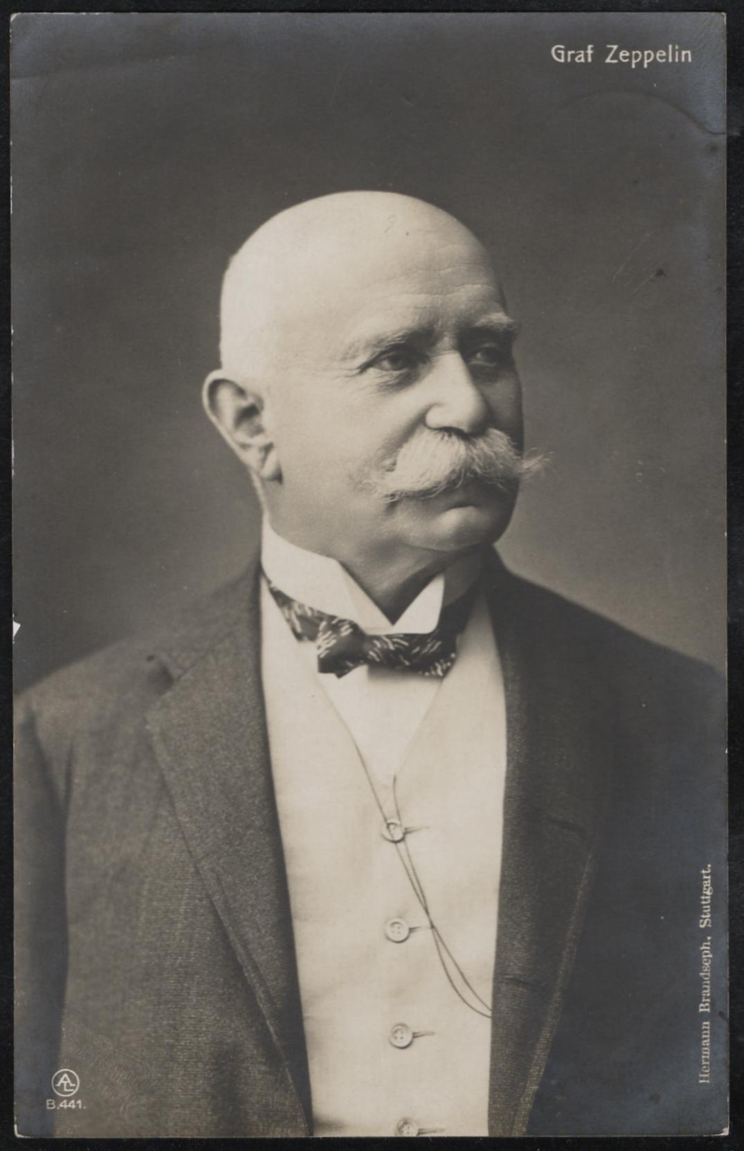 Germany 1908 B & W Photo Card of Graf Zeppelin Portrait