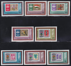 Hungary 1973  #2221-28 NH Imperfs, Stamp on Stamp, Bird, Butterfly
