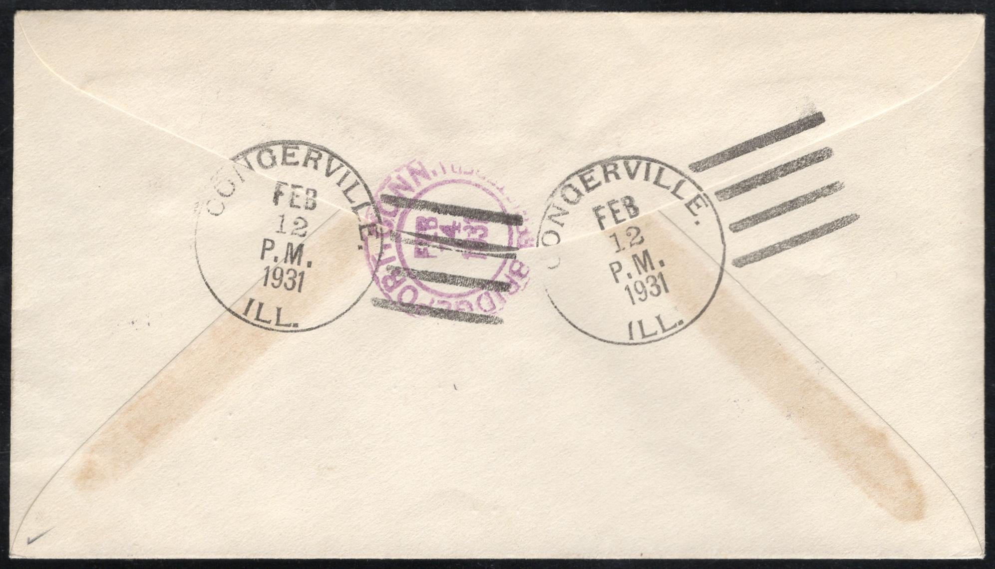 US Illinois, Congerville 638, 641, 690 Fancy Cancel Cover, Lincoln Bust