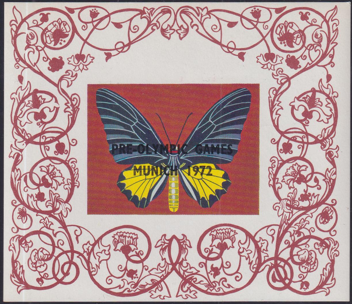 Nagaland 1969 Two Butterfly NH S/S, Pre Olympic Munich 1972 Overprint