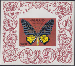 Nagaland 1971  Butterfly NH 3 S/S "Philatokyo" with Different Colored Overprint