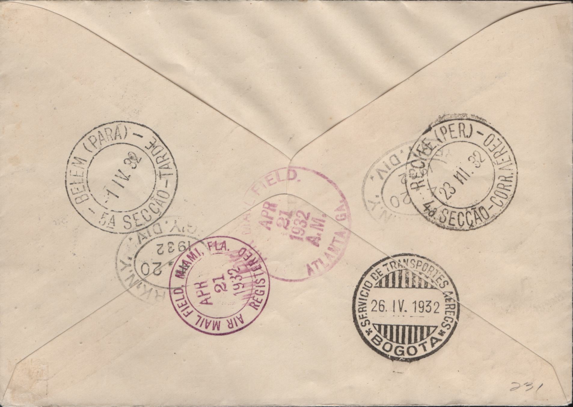 Netherlands/Germany/Colombia/Brazil 1932 1st South American Zeppelin Flight Cover