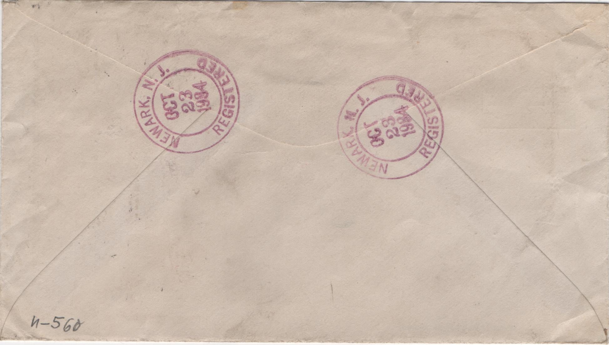 US New Jersey, Newark 634 and 637 on Registered Fancy Cancel Cover, Ovals