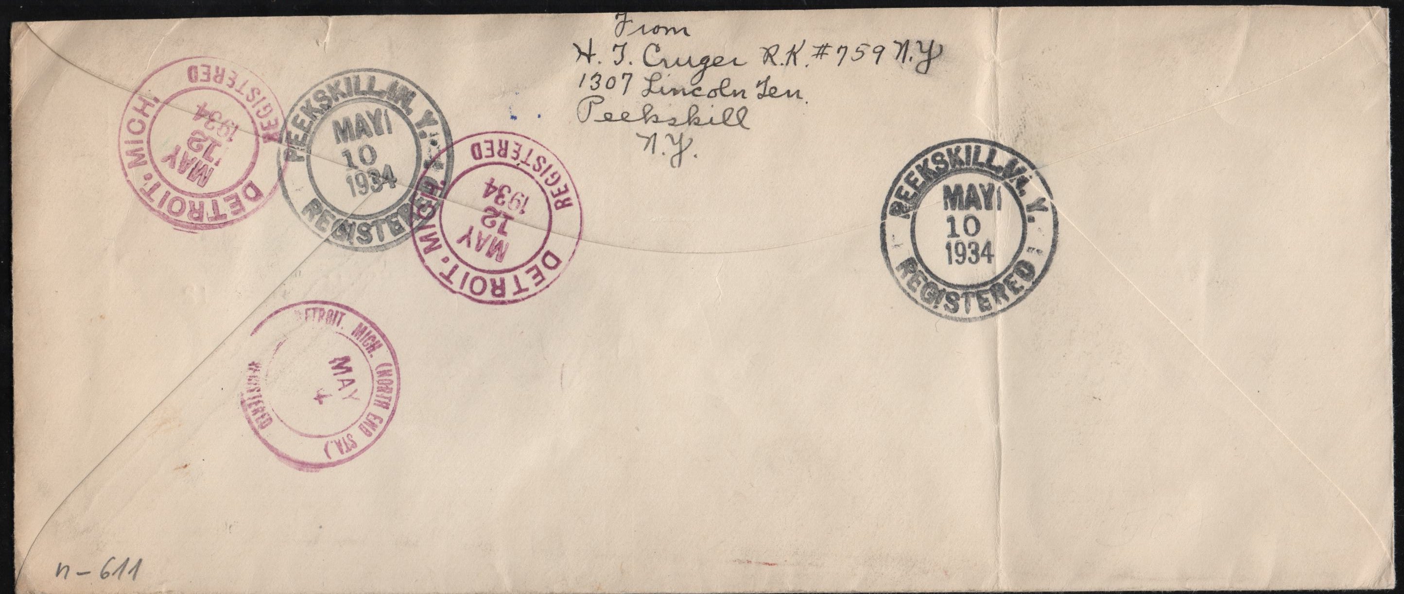 US New York, Peekskill 696, 737 on Fancy Cancel Cover, Bowtie