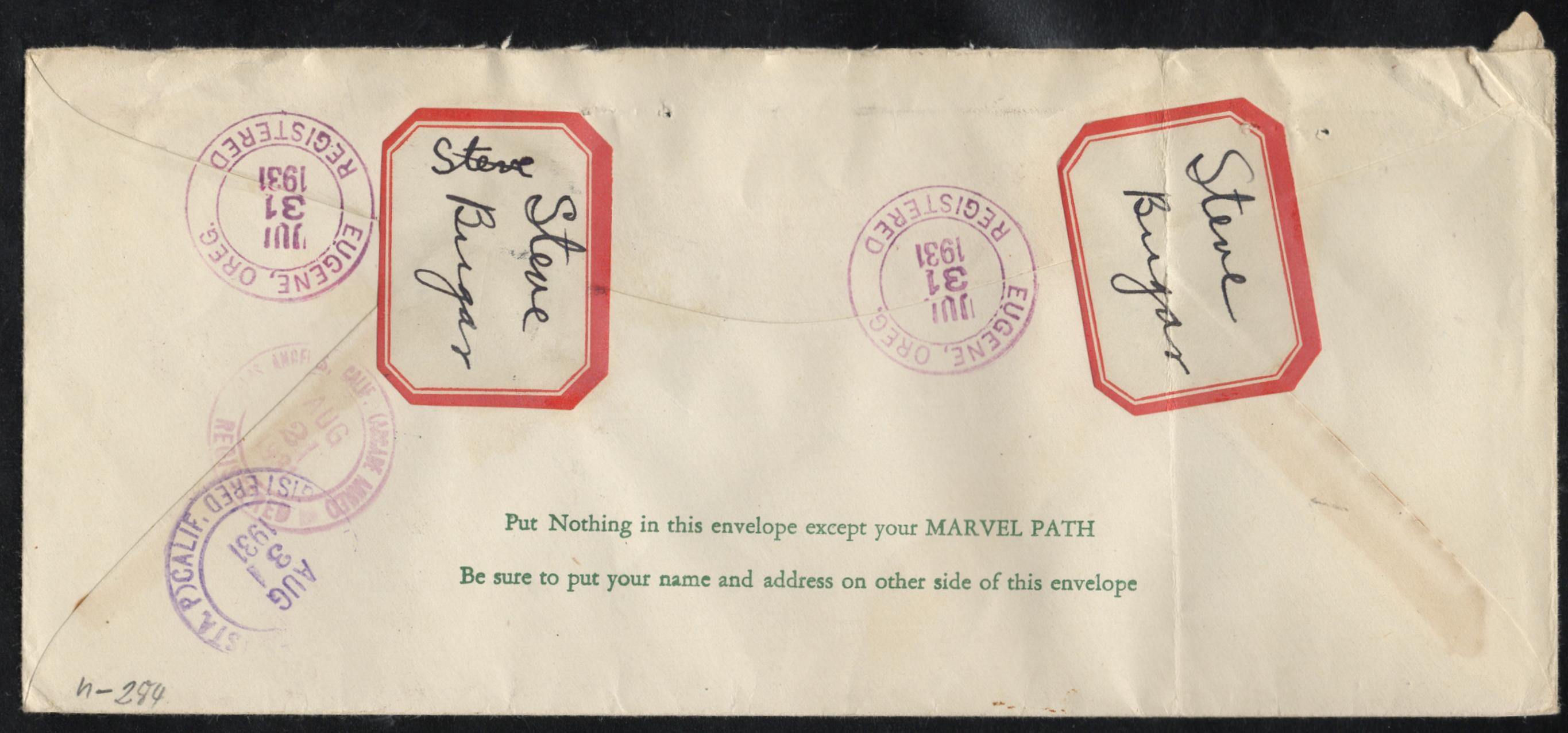 US  Oregon, Eugene 698 on Registered Fancy Cancel Cover, Geometric