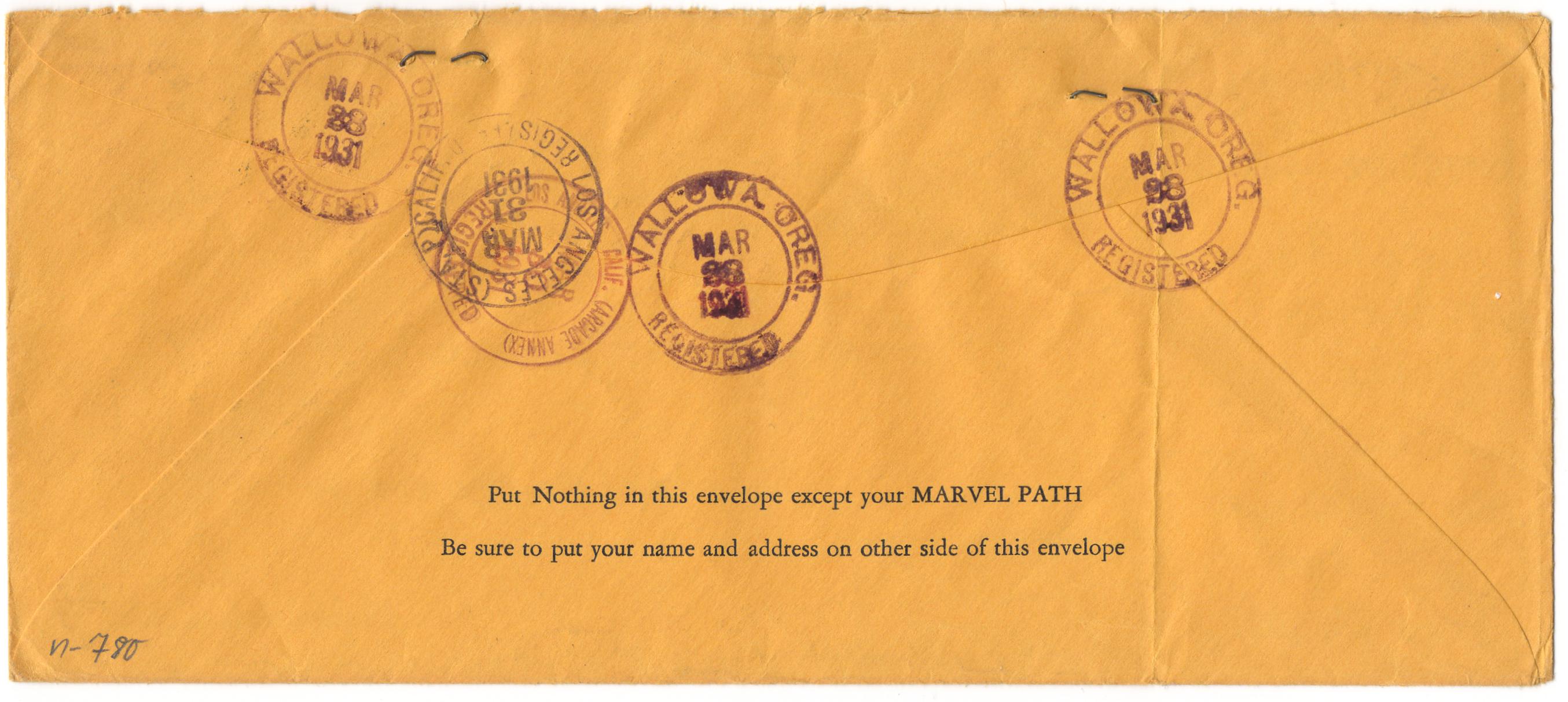 US Oregon, Wallowa 698 on Registered Fancy Cancel Cover, Circle with Rectangle