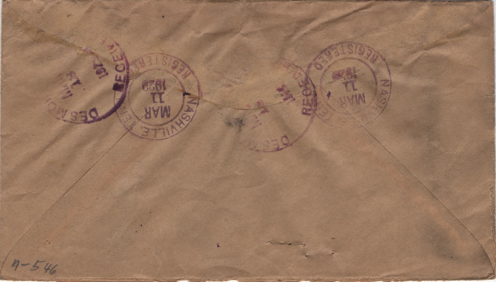 US Tennessee, Nashville 697  on Registered Fancy Cancel Cover, Oval with Geometric Shapes